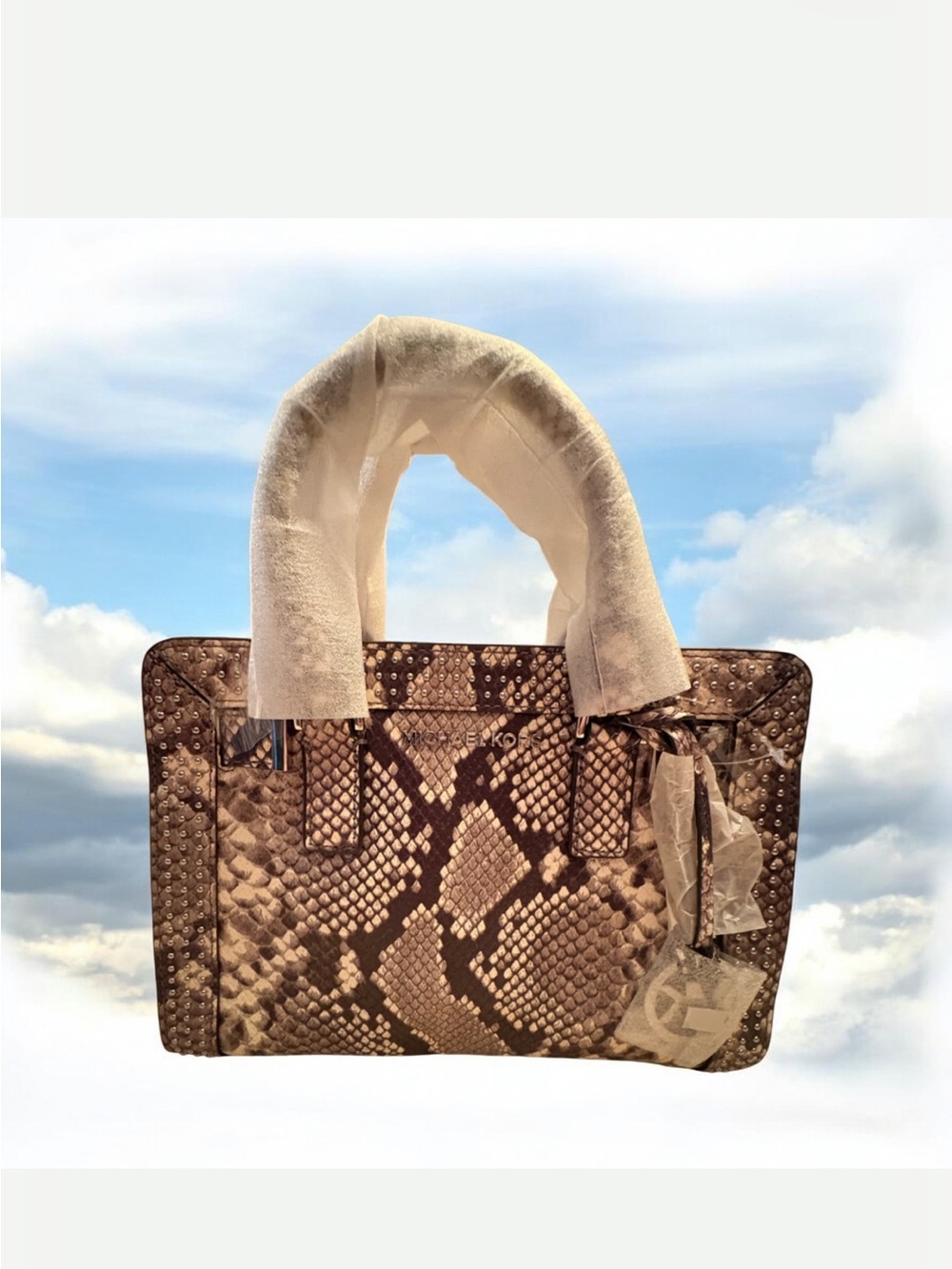 Michael Kors Dillon Snakeskin Embossed Leather Satchel/Crossbody Bag MSRP $328
